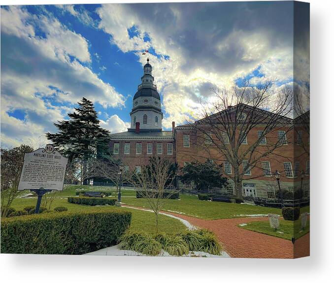 Maryland State House Canvas Print featuring the photograph Maryland State House by Lora J Wilson