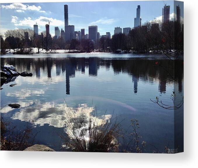  Canvas Print featuring the photograph Melting Lake by Judy Frisk
