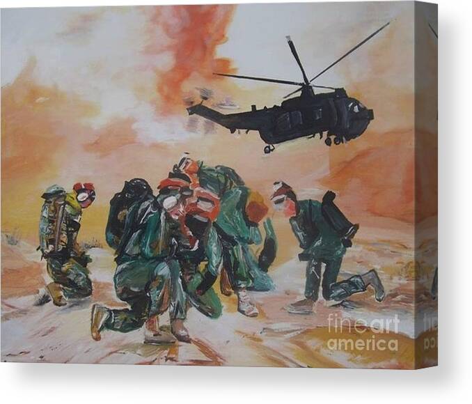 Acrylic Painting Canvas Print featuring the painting Men of War by Denise Morgan