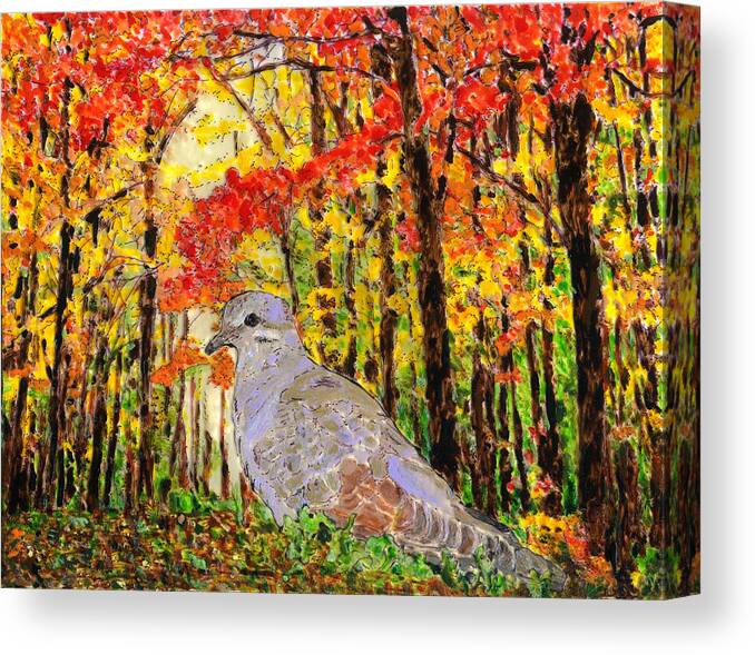 Glass. Mourning Dove Canvas Print featuring the painting Mighty Mourning Dove by Phil Strang