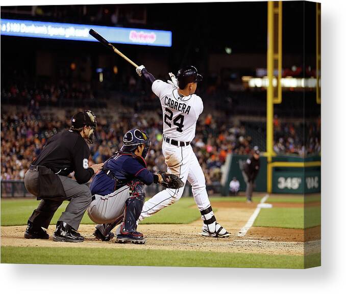 People Canvas Print featuring the photograph Miguel Cabrera and Kurt Suzuki by Gregory Shamus