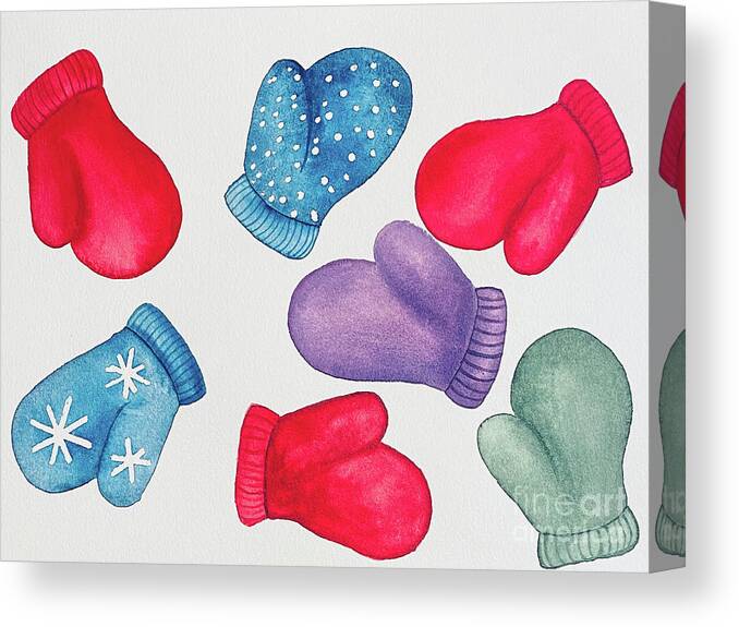 Mittens Canvas Print featuring the painting Mittens by Lisa Neuman