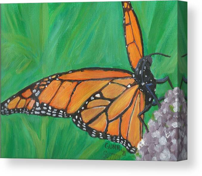 Monarch Canvas Print featuring the painting Monarch Butterfly by Katrina Gunn