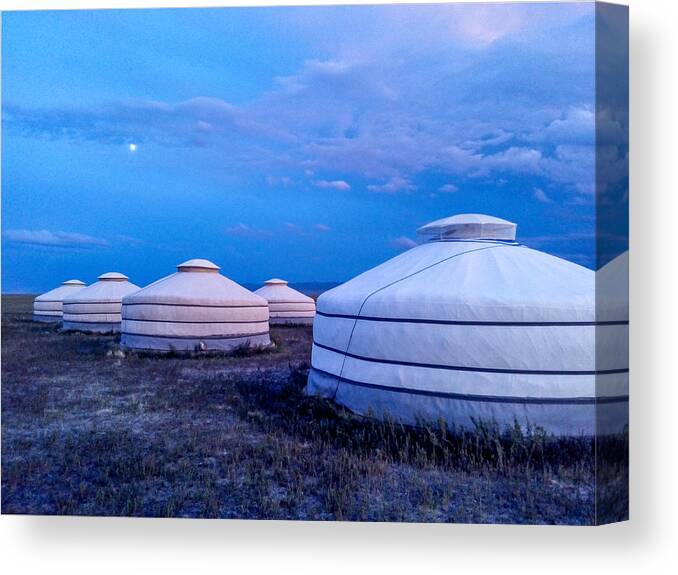 Mongolian Culture Canvas Print featuring the photograph Mongolian Yurts by Sascha Grabow