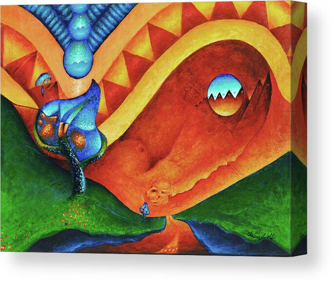 Native American Canvas Print featuring the painting Morning Dew Kiss by Kevin Chasing Wolf Hutchins