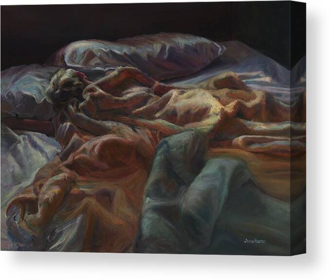 Oil Painting Canvas Print featuring the painting Morning Slumber by Susan Hensel