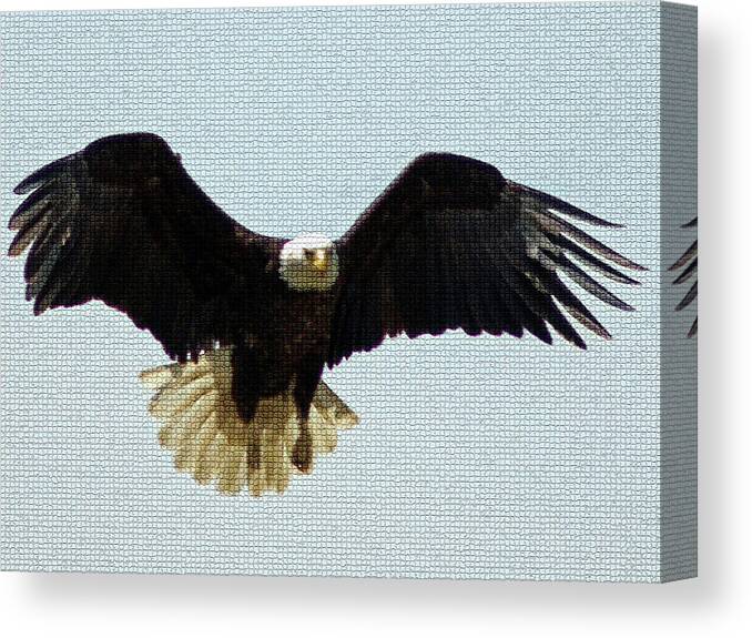 America Canvas Print featuring the digital art Mosaic Bald Eagle by David Desautel