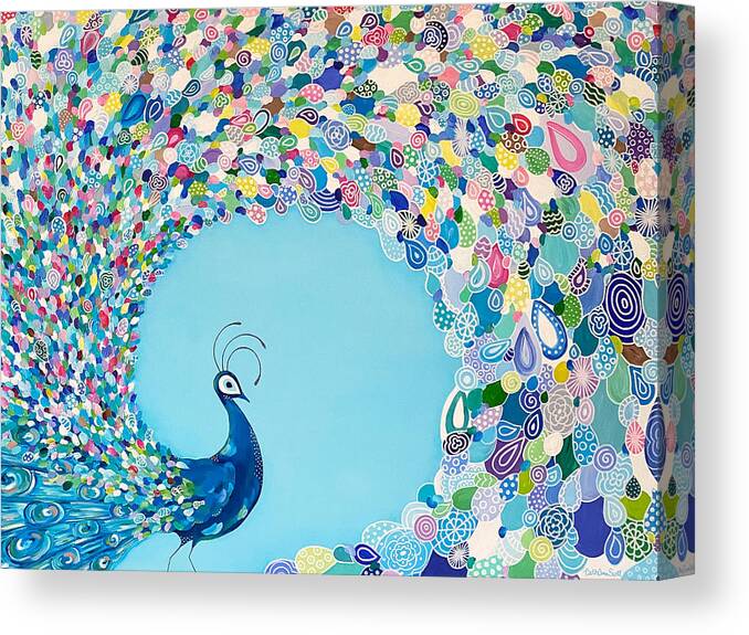 Blues Canvas Print featuring the painting Mr. Peacock by Beth Ann Scott