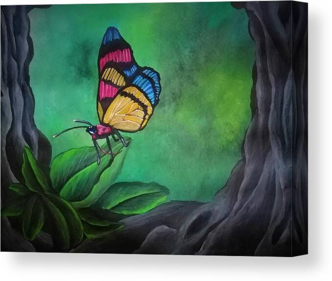 Butterfly Canvas Print featuring the painting Painted beauty by Tara Krishna