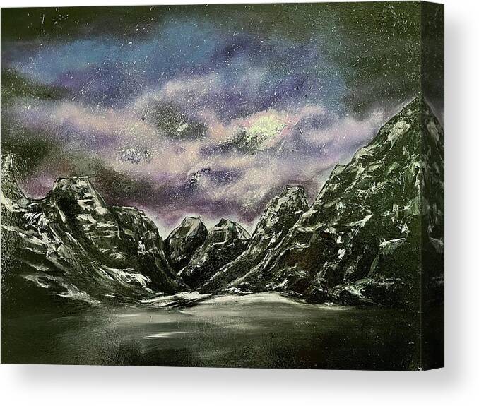 Mountains Canvas Print featuring the painting Night Wonder by Lisa White