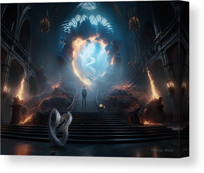 Surreal Canvas Print featuring the digital art Nine circles of hell by George Grie