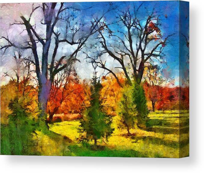 Autumn Canvas Print featuring the mixed media November Field by Christopher Reed
