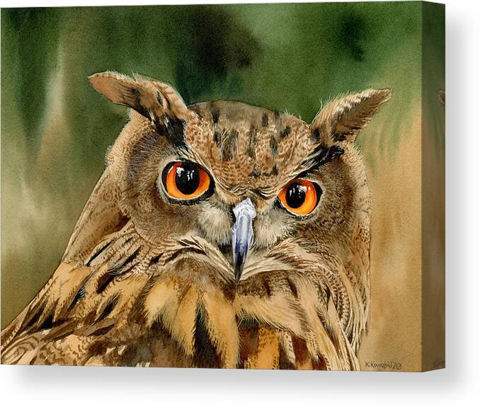 Owl Canvas Print featuring the painting Old Wise Owl by Espero Art