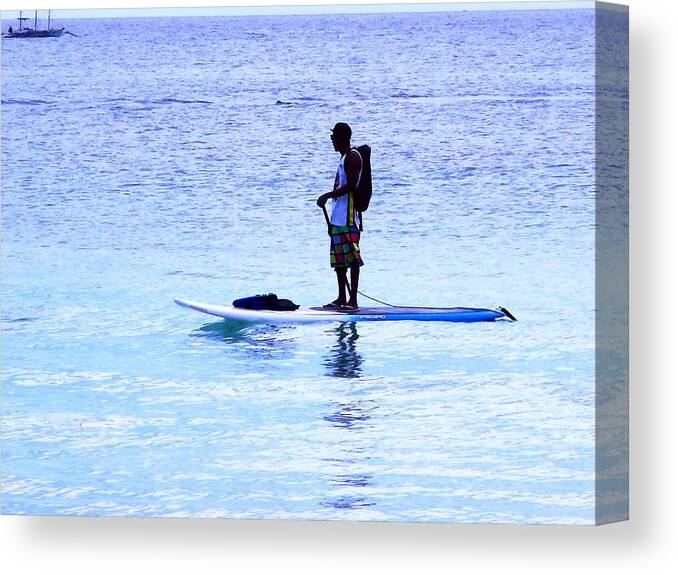 Paddleboard Canvas Print featuring the photograph On a Journey by Dietmar Scherf
