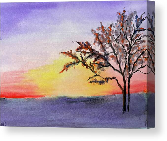 Tree Canvas Print featuring the painting One Lonely Tree by Karin Eisermann