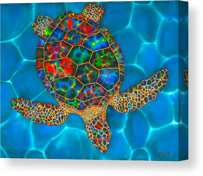  Canvas Print featuring the painting Opal Hawksbill Turtle by Daniel Jean-Baptiste