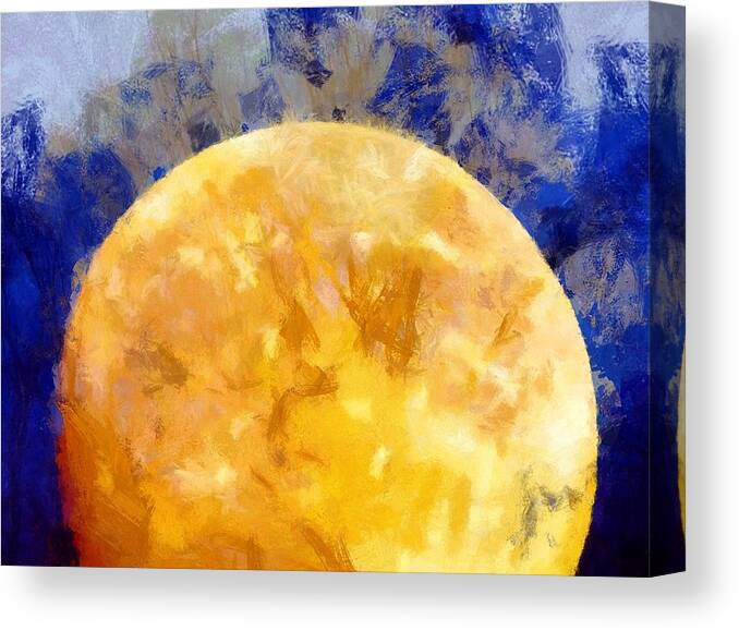 Moon Canvas Print featuring the mixed media Orange Moon by Christopher Reed