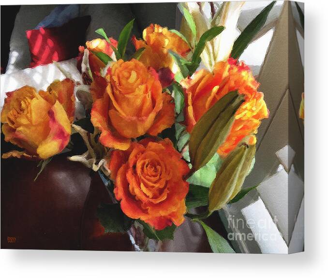 Flowers Canvas Print featuring the photograph Orange Roses by Brian Watt