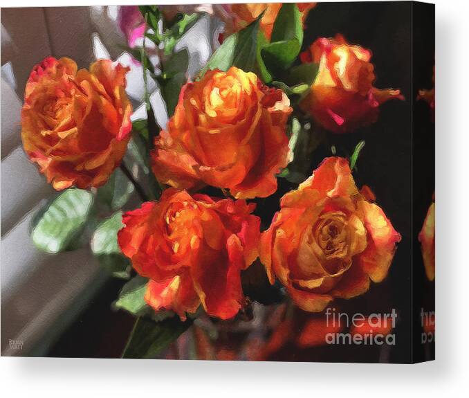 Flowers Canvas Print featuring the photograph Orange Roses Too by Brian Watt