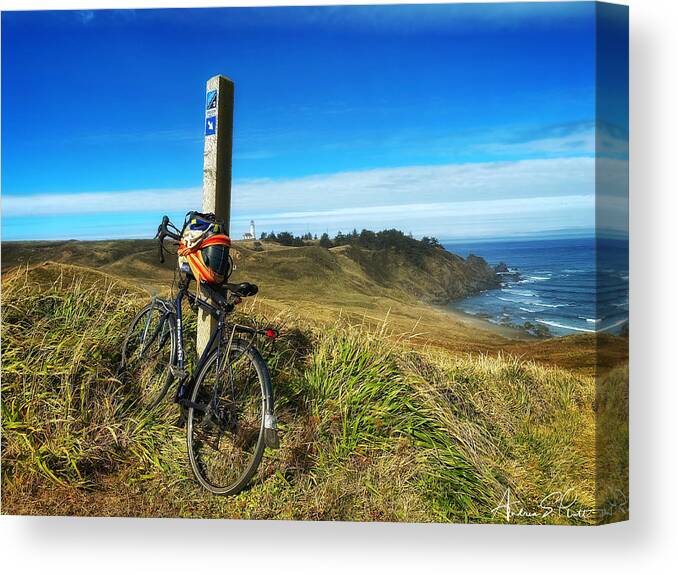 Bicycle Canvas Print featuring the photograph Oregon Coast Kickstand by Andrea Platt