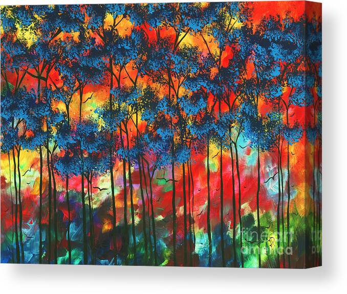 Abstract Art Canvas Print featuring the painting Original Abstract Modern Art Blue Trees Colorful Landscape Art Megan Duncanson by Megan Aroon