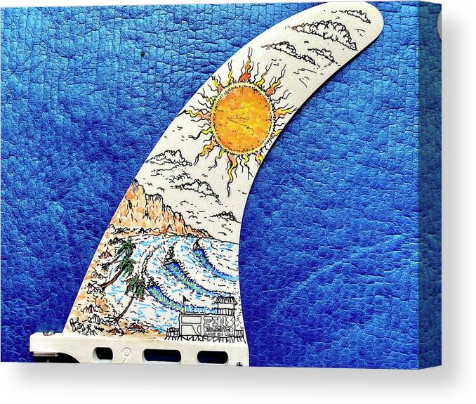 Surfboard Fin Painting Canvas Print featuring the painting Painted my fin by Paul Carter