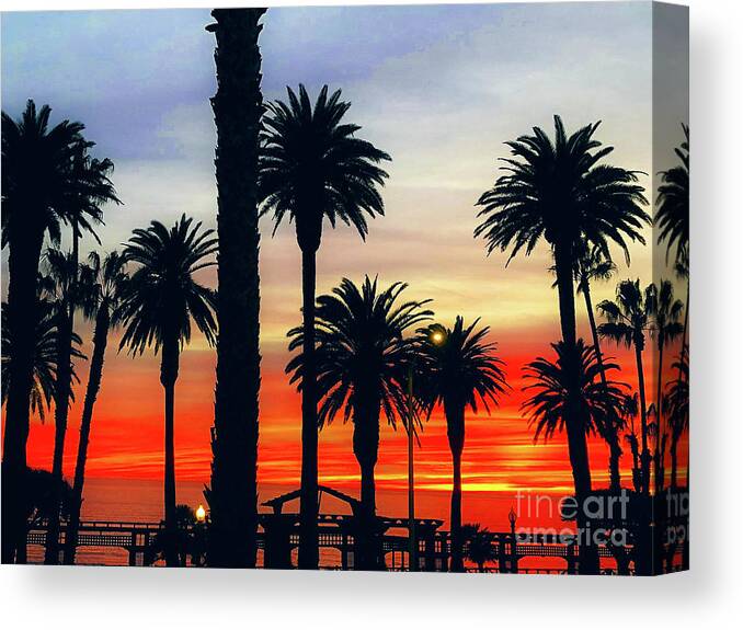 California Canvas Print featuring the photograph Palm Sunset - No. 3 by Doc Braham