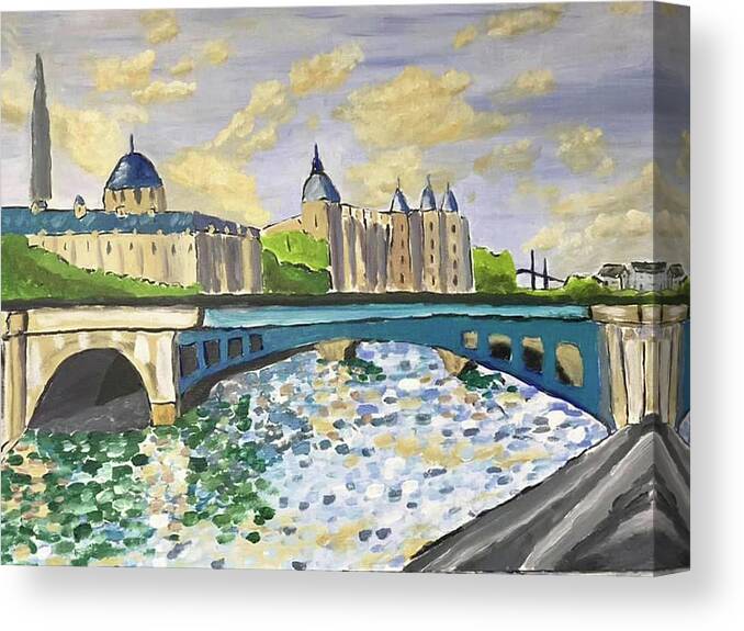  Canvas Print featuring the painting Paris Twilight by John Macarthur