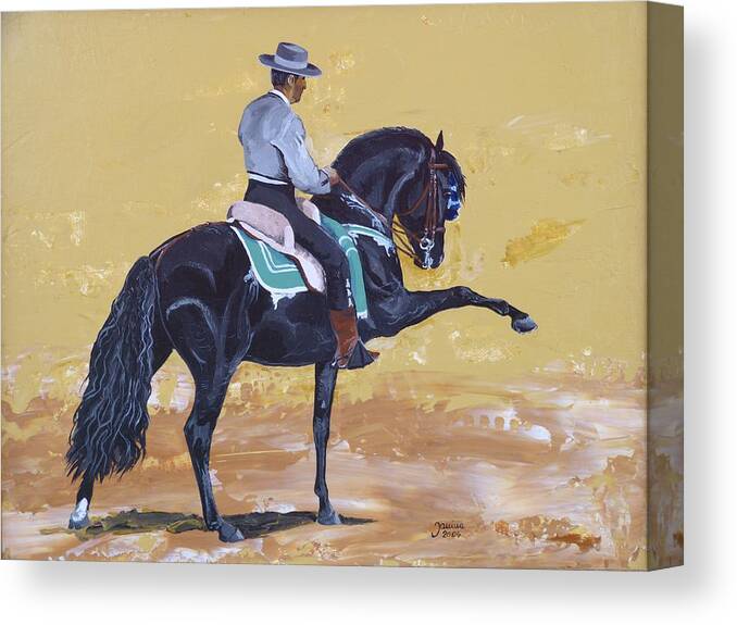 Horse Original Painting Canvas Print featuring the painting Paso Espanol by Janina Suuronen