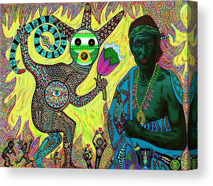Peyote Canvas Print featuring the mixed media Peyote Healing by Myztico Campo