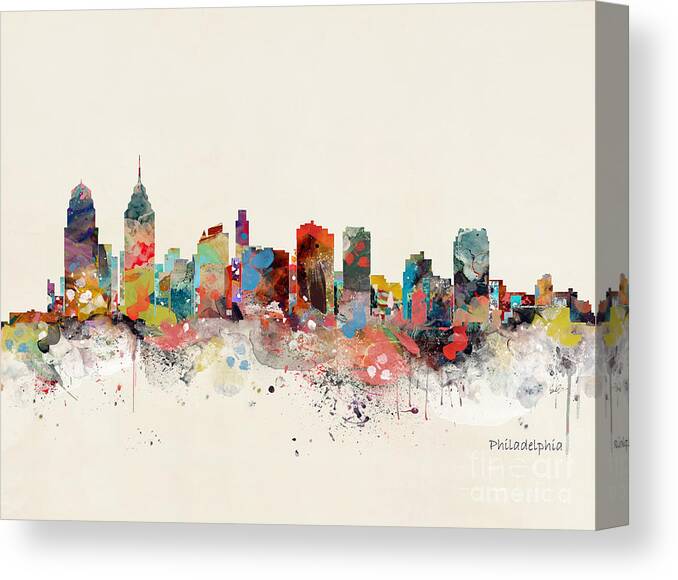 Philadelphia Canvas Print featuring the painting Philadelphia Skyline by Bri Buckley