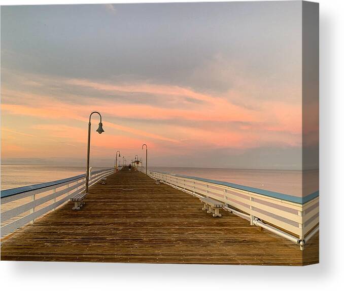 Sunrise Canvas Print featuring the photograph Pier Sunrise by Brian Eberly