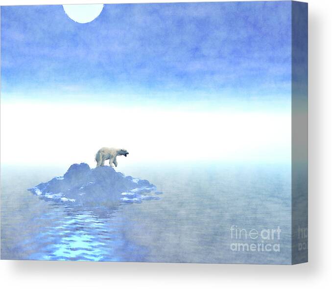 Polar Bear Canvas Print featuring the digital art Polar Bear On Iceberg by Phil Perkins