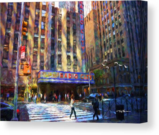Landscape Canvas Print featuring the painting Radio City Music Hall, New York by Trask Ferrero