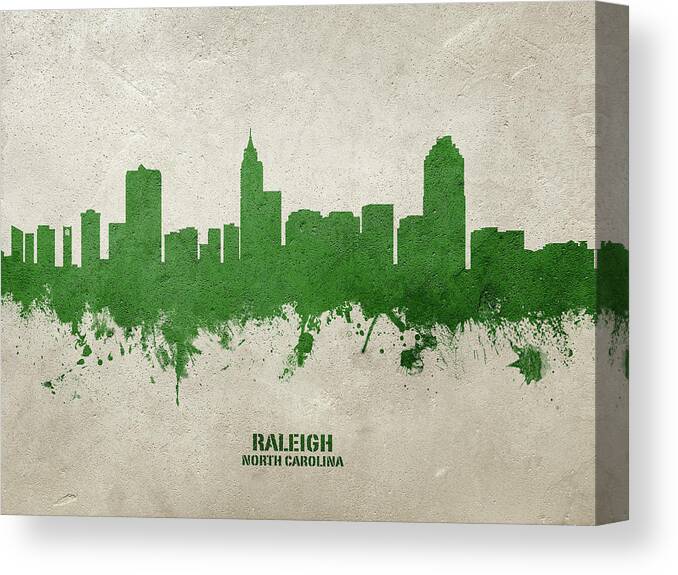 Raleigh Canvas Print featuring the digital art Raleigh North Carolina Skyline #73 by Michael Tompsett