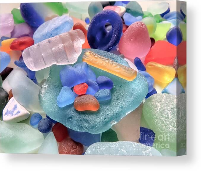 Sea Glass Canvas Print featuring the photograph Rare trinkets by Janice Drew