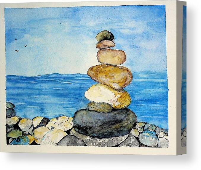 Cairn Canvas Print featuring the painting Really Cairn by Valerie Shaffer