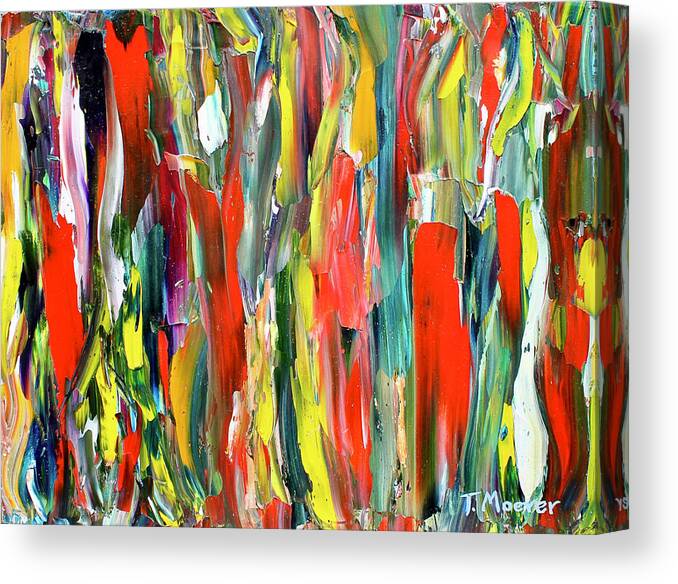 Abstract Canvas Print featuring the painting Red Dress by Teresa Moerer