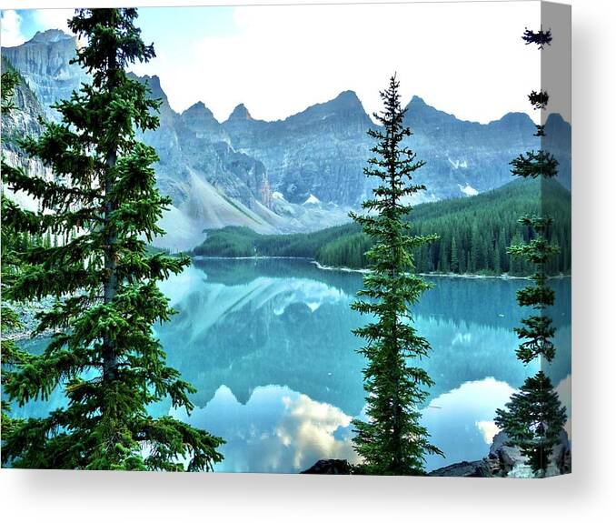 Canada Canvas Print featuring the photograph Reflections at Moraine Lake by Tanya White