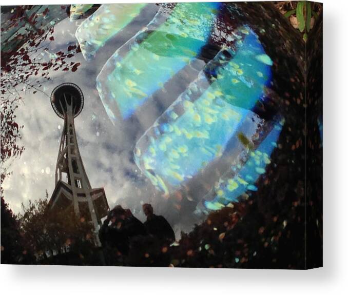 Black Canvas Print featuring the painting Reflections in Glass by Juliette Becker
