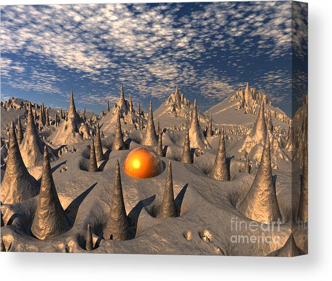 Sci Fi Canvas Print featuring the digital art Reflections of Another World by Phil Perkins