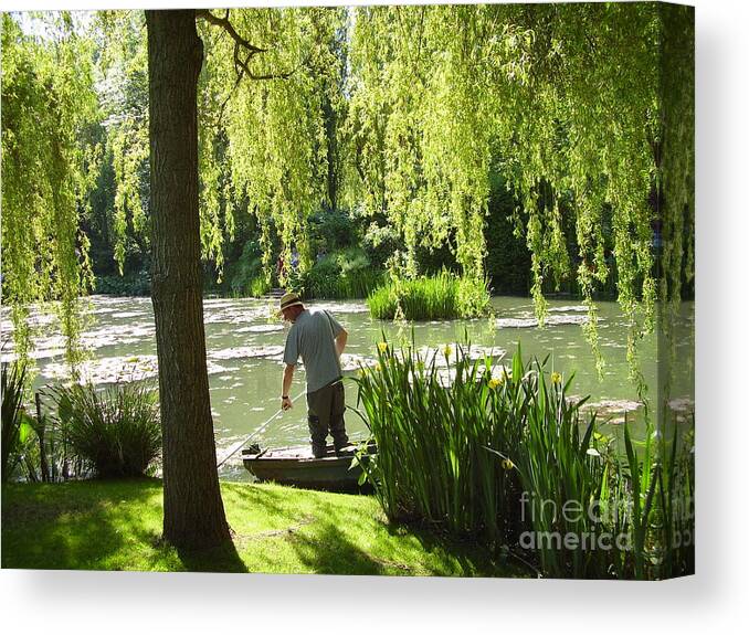 Monet Canvas Print featuring the photograph Reflective Moment at Monet's Garden by Valerie Shaffer