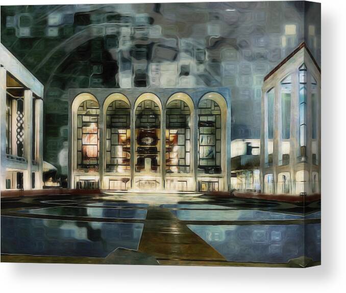 ‘lincoln Center’ Canvas Print featuring the photograph Lincoln Center, Pandemic-Empty by Carol Whaley Addassi