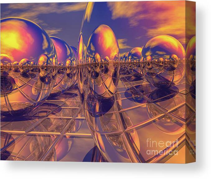 Retro Canvas Print featuring the digital art Retro Pop Art 3D Spheres by Phil Perkins