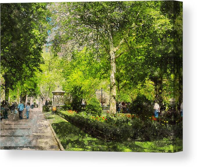 Philadelphia Canvas Print featuring the painting Rittenhouse Square, Philadelphia - 02 by AM FineArtPrints