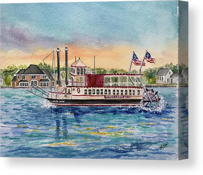 River Lady Canvas Print featuring the painting River Lady on the Toms River by Clara Sue Beym