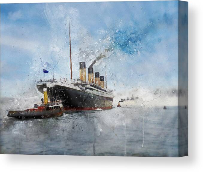 Steamer Canvas Print featuring the digital art R.M.S. Titanic by Geir Rosset