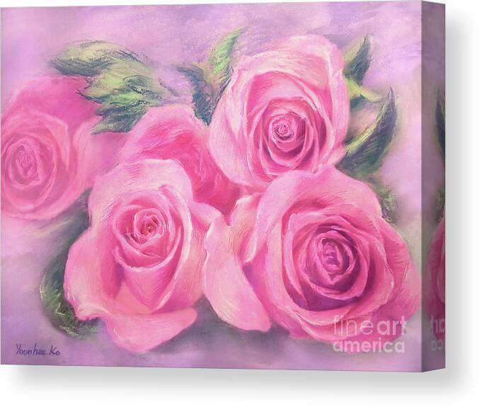 Rose Canvas Print featuring the painting Roses For My Mom by Yoonhee Ko