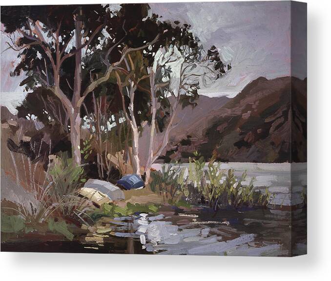 Plein Air Painting Canvas Print featuring the painting Safe Shelter  Plein Air Catalina Island by Elizabeth - Betty Jean Billups