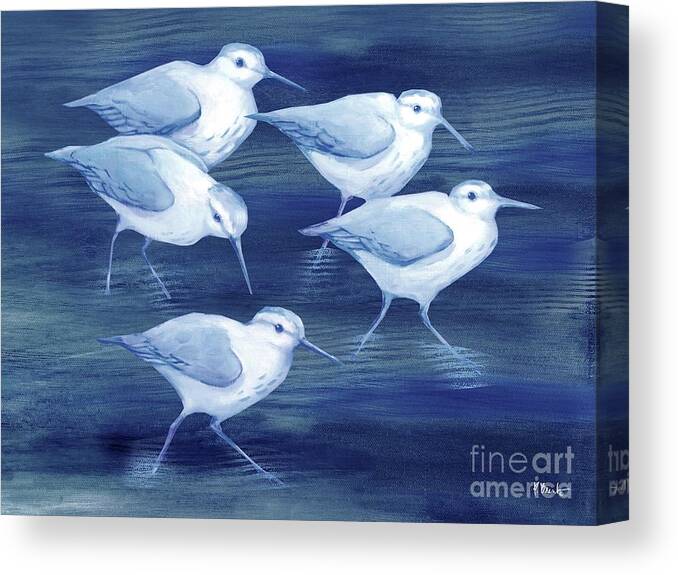 Oil Canvas Print featuring the painting Sandpiper Spray Horizontal I by Paul Brent